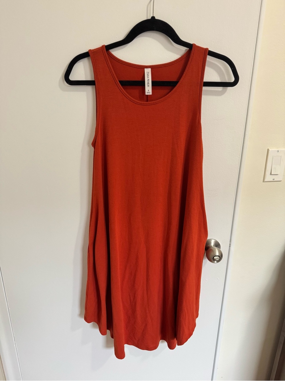 Zenana premium women’s sleeveless Swing Dress in Rust Orange size small